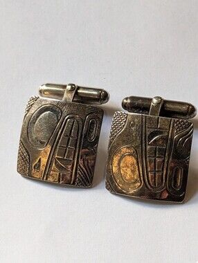 Justin Rivard Authentic Hand-Engraved Sterling Silver .925 Raven Cufflinks